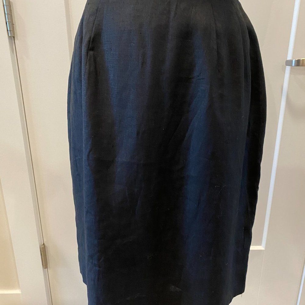 100% LINEN SKIRT AMANDA SMITH VINTAGE PURE LINEN NAVY BLUE SIZE * 6/8 - Picture 5 of 14